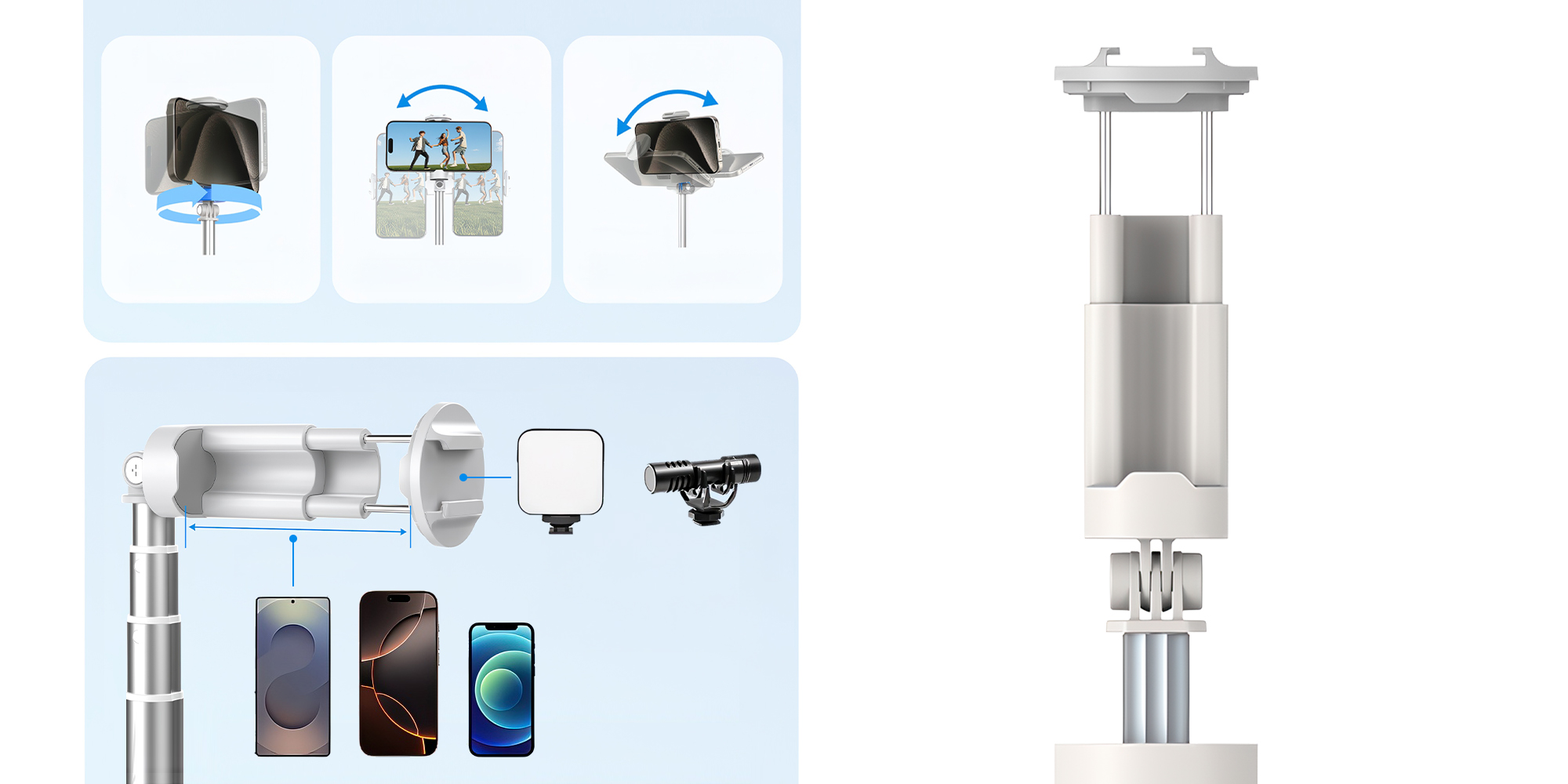 Selfie stick z monitorem podglądowym Telesin P1-CSS-02 do smartfonów